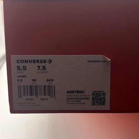 CONVERSE OrthoLite Chuck 70 De Luxe Heel Satin High Top Shoe Women Sz 7.5 NWB - Picture 6 of 9